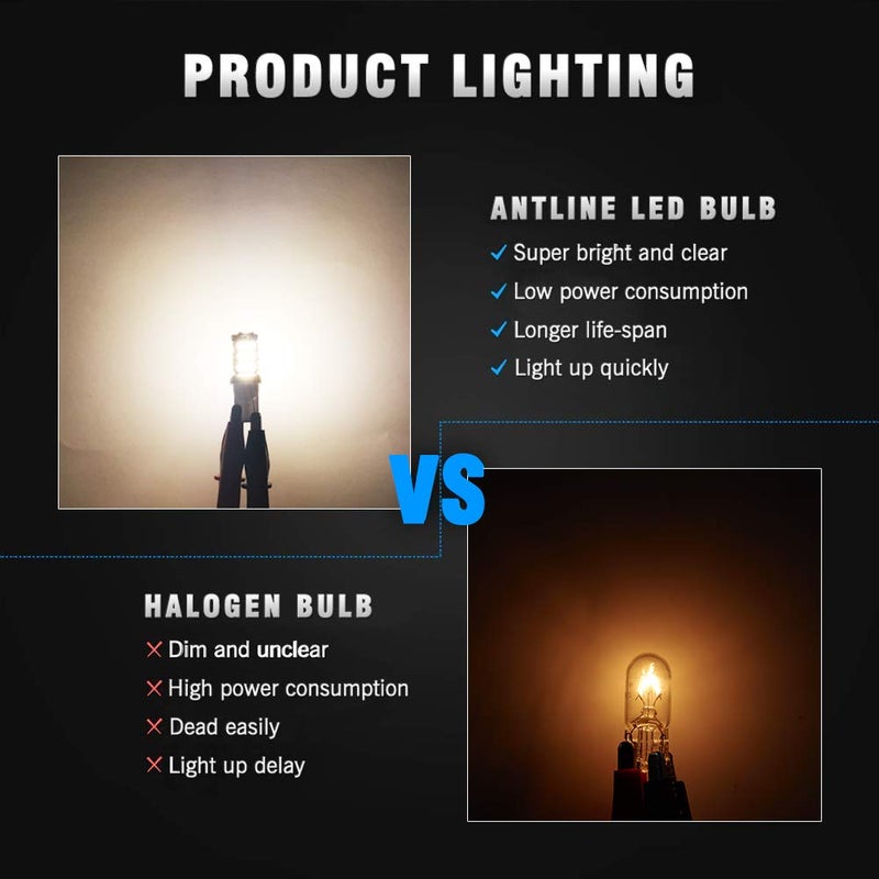 Antline مصابيح LED أنتلين T10 921 194 168 دافئة بيضاء 20 عبوة، فائقة السطوع 3014 42-SMD بديل 12 فولت لسيارات RV وكامبر والقوارب وأضواء داخلية وصندوق السيارة وأضواء خريطة ورخصة، أضواء عكسية احتياطية - Image 4